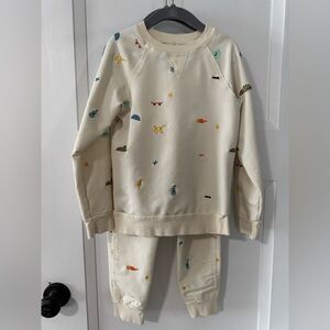 Miki Miette Cream Kids Sweatshirt & Joggers Set with Colorful Icons 6/4